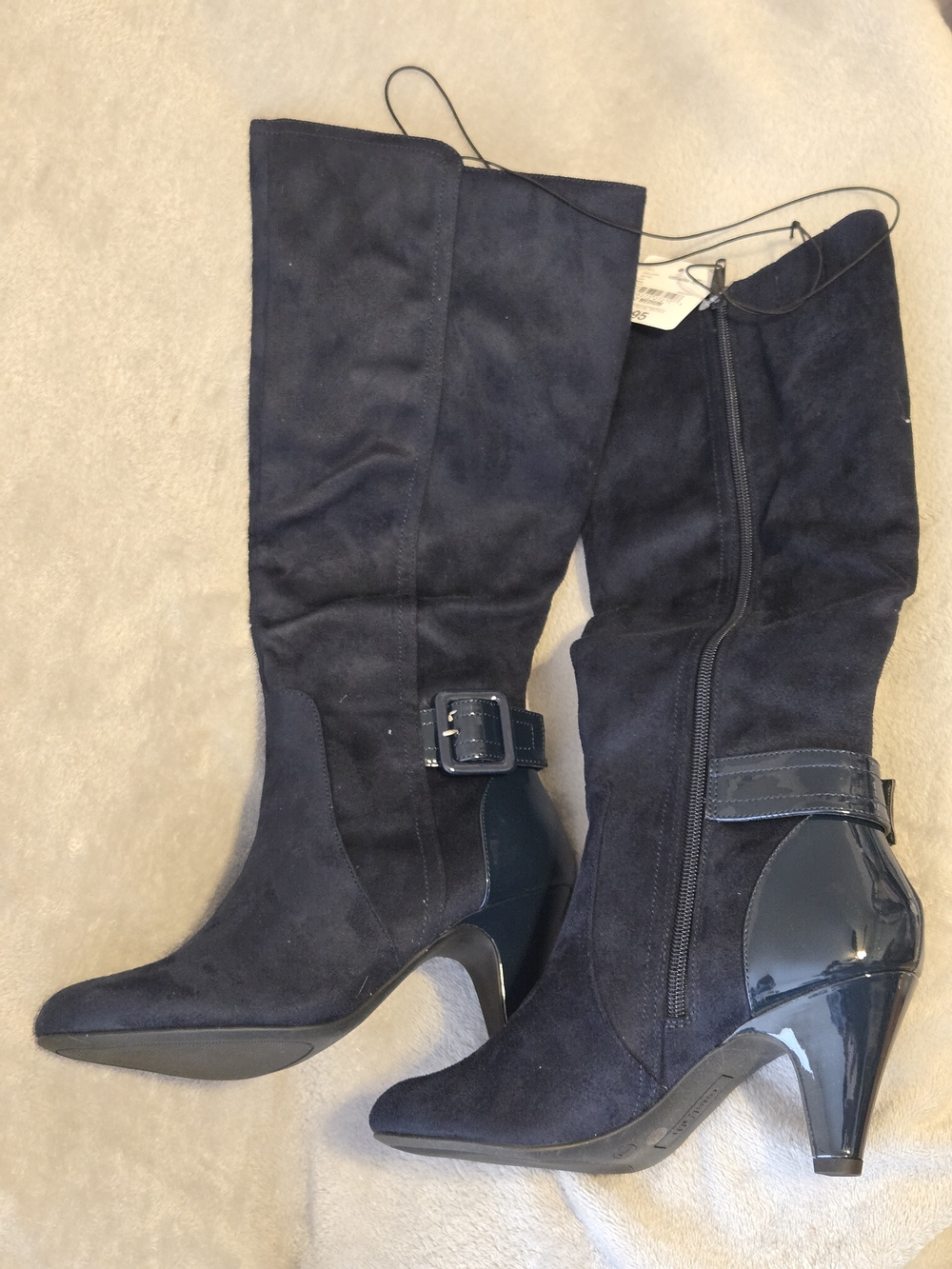 East 5th Womens Savio Cone Heel Dress Boots, Navy, Size 7M